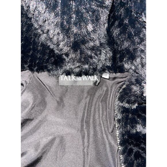 LIKE NEW Womens Talk of the Walk Faux Fur Black Soft Zip Up Coat Size Small - Picture 6 of 12